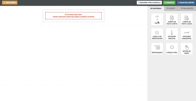 Añadir contenido Formularios- SMSLEE