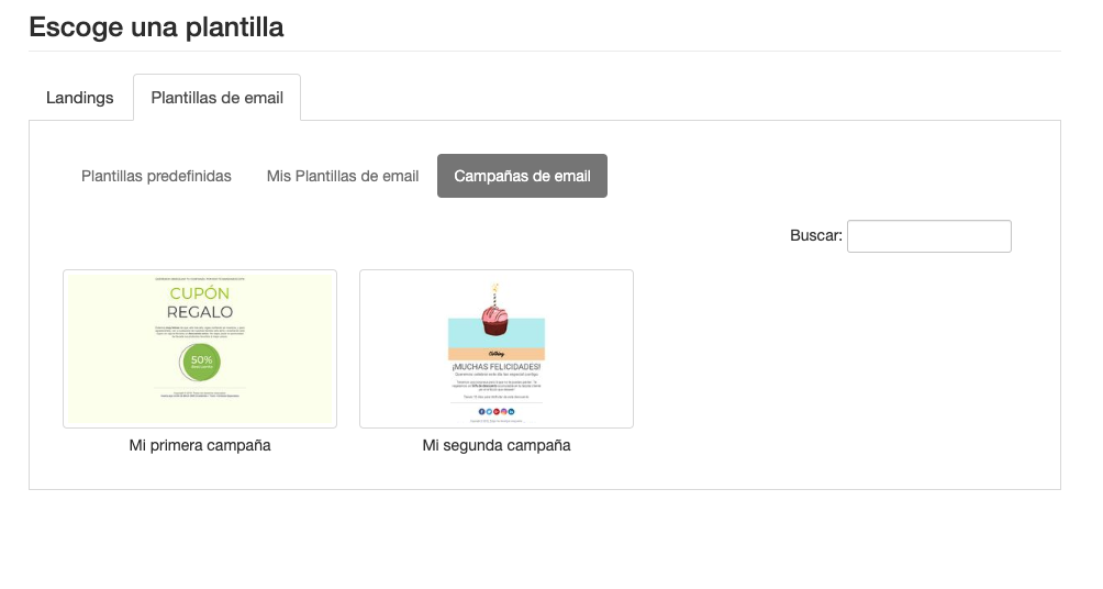 Escoge una plantilla al crear una Plantilla de Email - SMSLEE